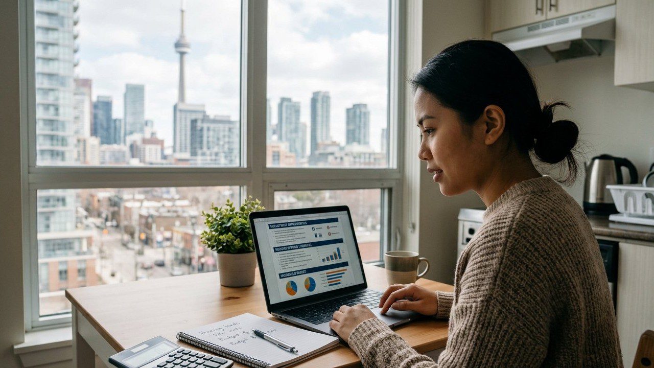 Newcomer reviewing Canada's 2026 economic, job and housing conditions