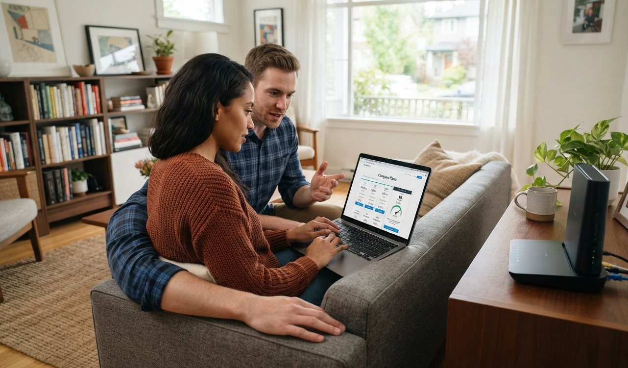 Canadian household comparing home internet prices and speeds ahead of new CRTC disclosure rules.