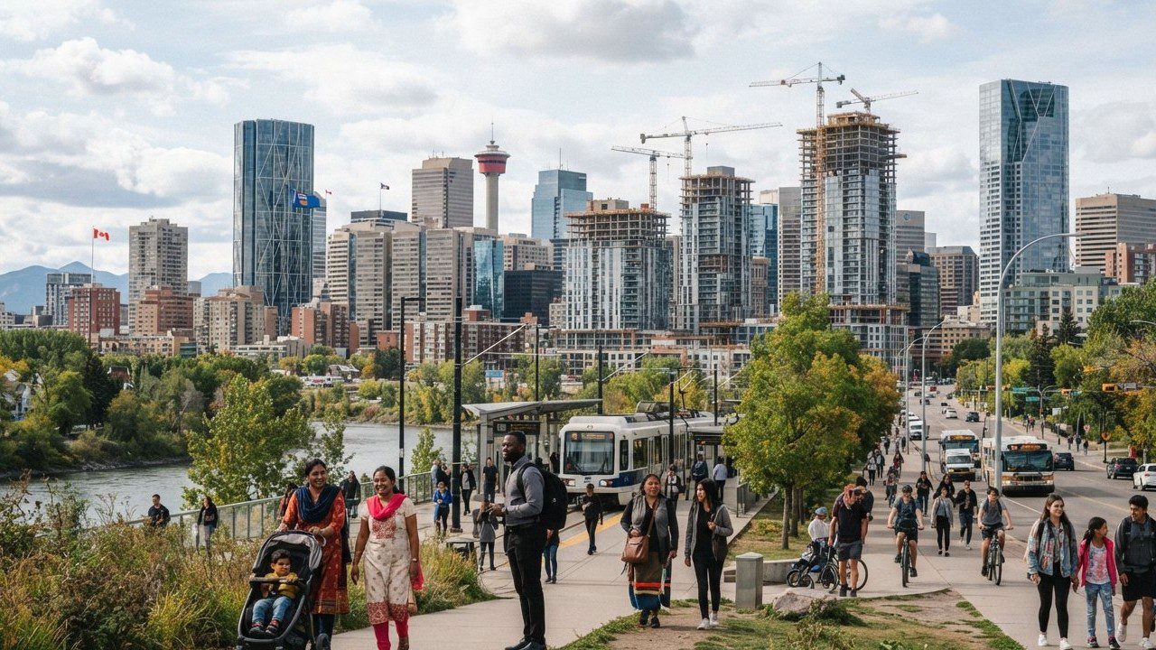 Growing Canadian city as new Statistics Canada data shows slower national population growth and continued strong growth in Alberta.