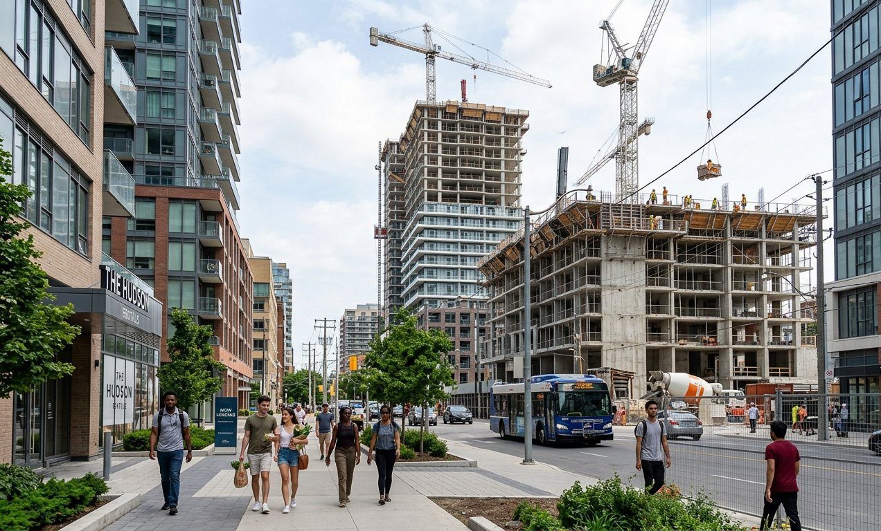 Purpose-built rental apartments under construction as Canadian rental housing construction reaches record levels in 2026.
