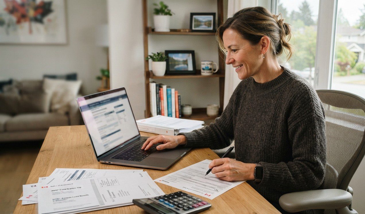 Canadian taxpayer accessing CRA My Account online in 2026